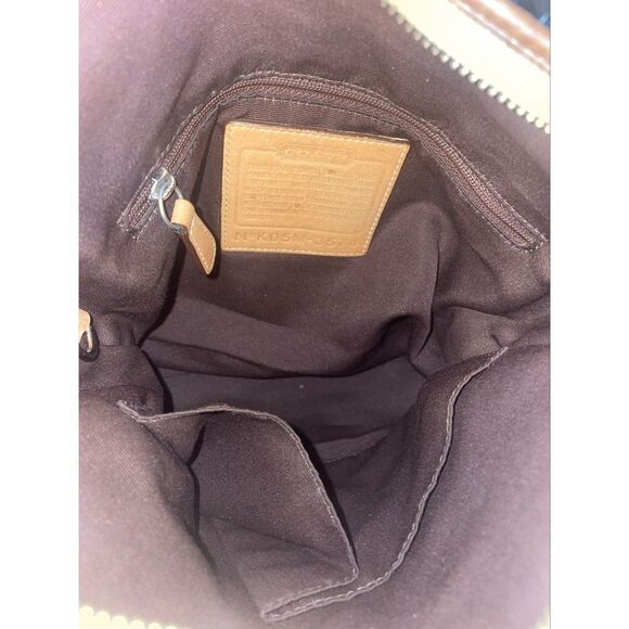 Vintage Coach Signature Print Monogram & Leather Shoulder Bag #3578 GUC Tan - Picture 9 of 13